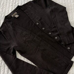 Banana Republic Black V-Neck Button Cardigan Sweater